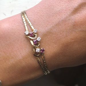 14K Gold, Ruby and Diamond Bracelet